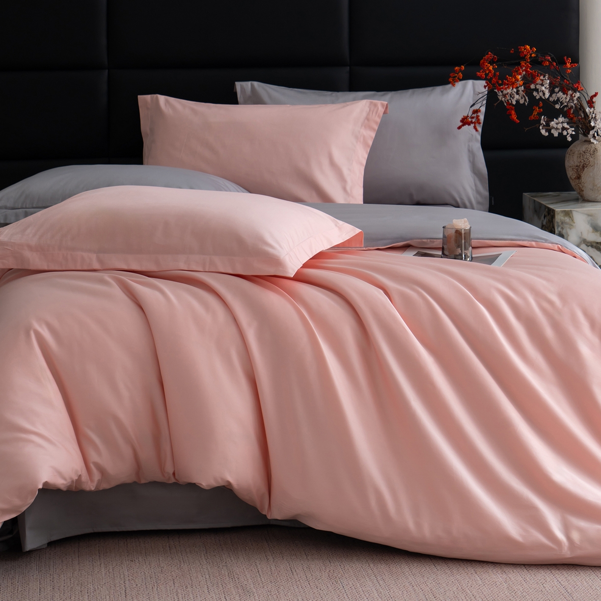 91家纺网 家纺一手货源 找家纺 凌云家纺 2026春夏新款A类100支长绒棉四件套-辉煌 礼盒装 提供买家秀  联系客服 辉煌（玉灰）