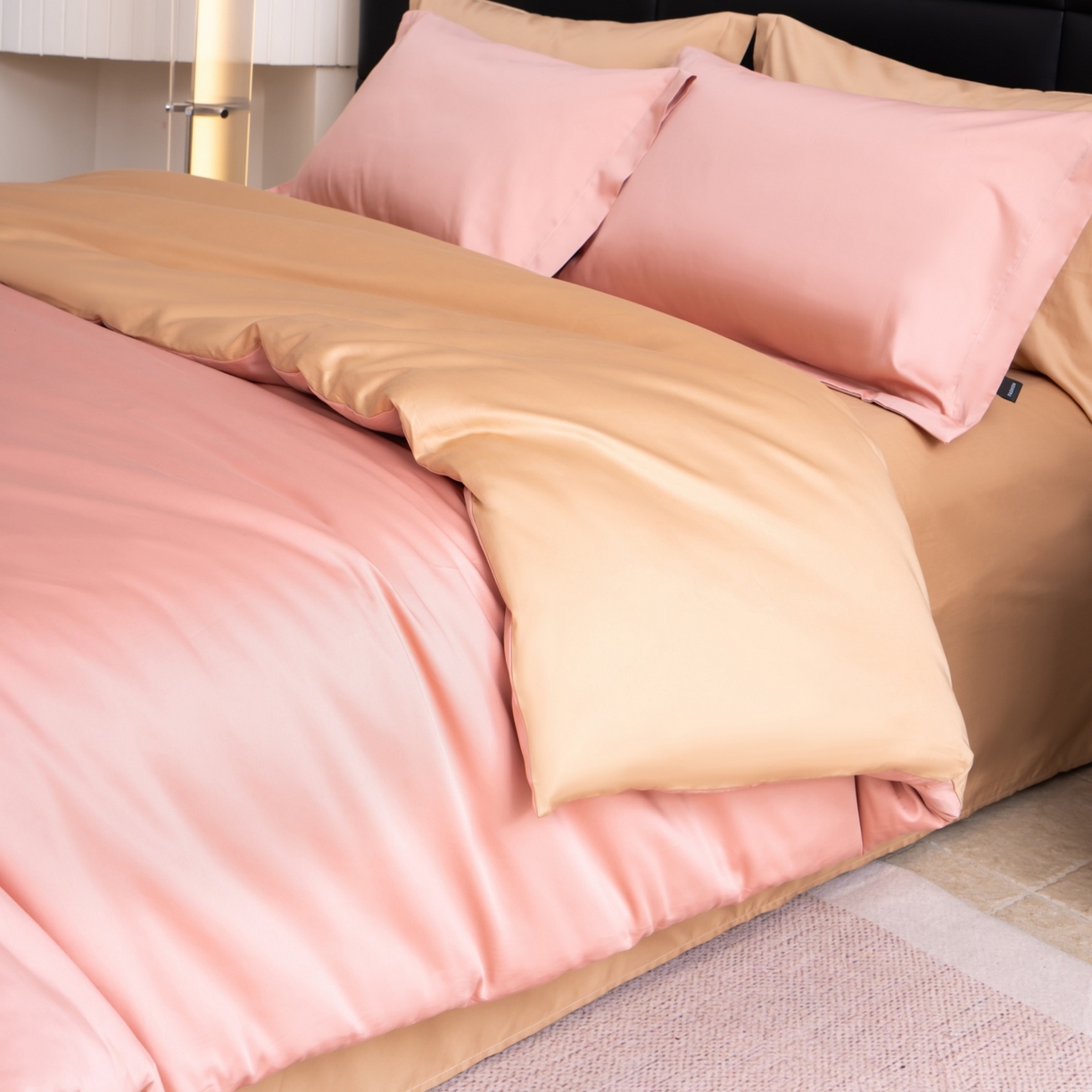 91家纺网 家纺一手货源 找家纺 凌云家纺 2026春夏新款A类100支长绒棉四件套-辉煌 礼盒装 提供买家秀  联系客服 辉煌（豆沙粉金）