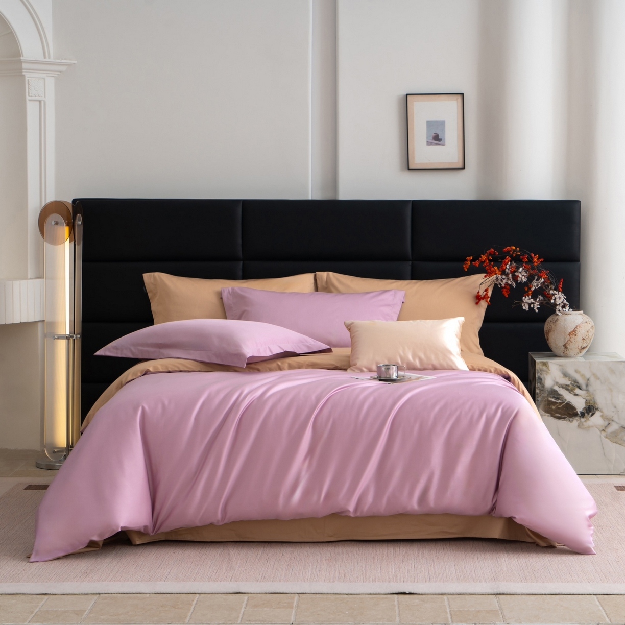 91家纺网 家纺一手货源 找家纺 凌云家纺 2026春夏新款A类100支长绒棉四件套-辉煌 礼盒装 提供买家秀  联系客服 辉煌（紫金）