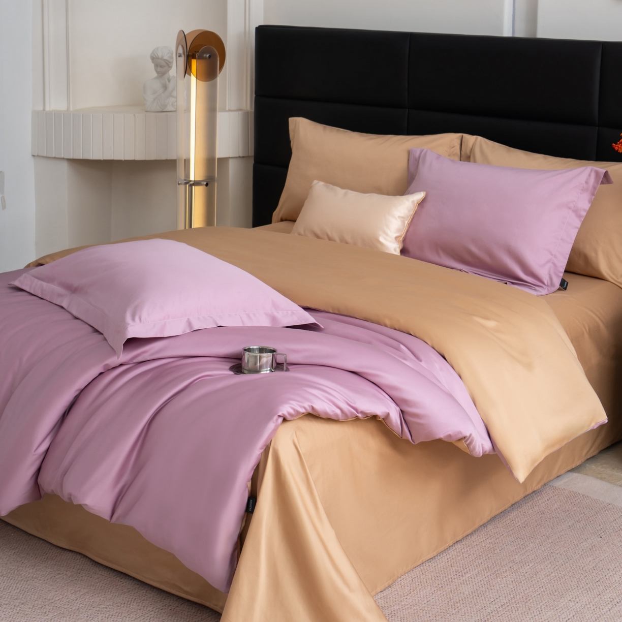 91家纺网 家纺一手货源 找家纺 凌云家纺 2026春夏新款A类100支长绒棉四件套-辉煌 礼盒装 提供买家秀  联系客服 辉煌（紫金）