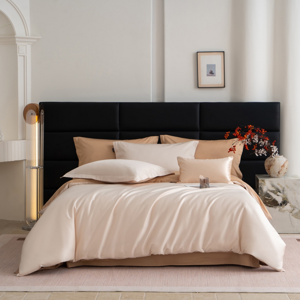 91家纺网 家纺一手货源 找家纺 凌云家纺 2026春夏新款A类100支长绒棉四件套-辉煌 礼盒装 提供买家秀  联系客服 辉煌（奶昔+金）