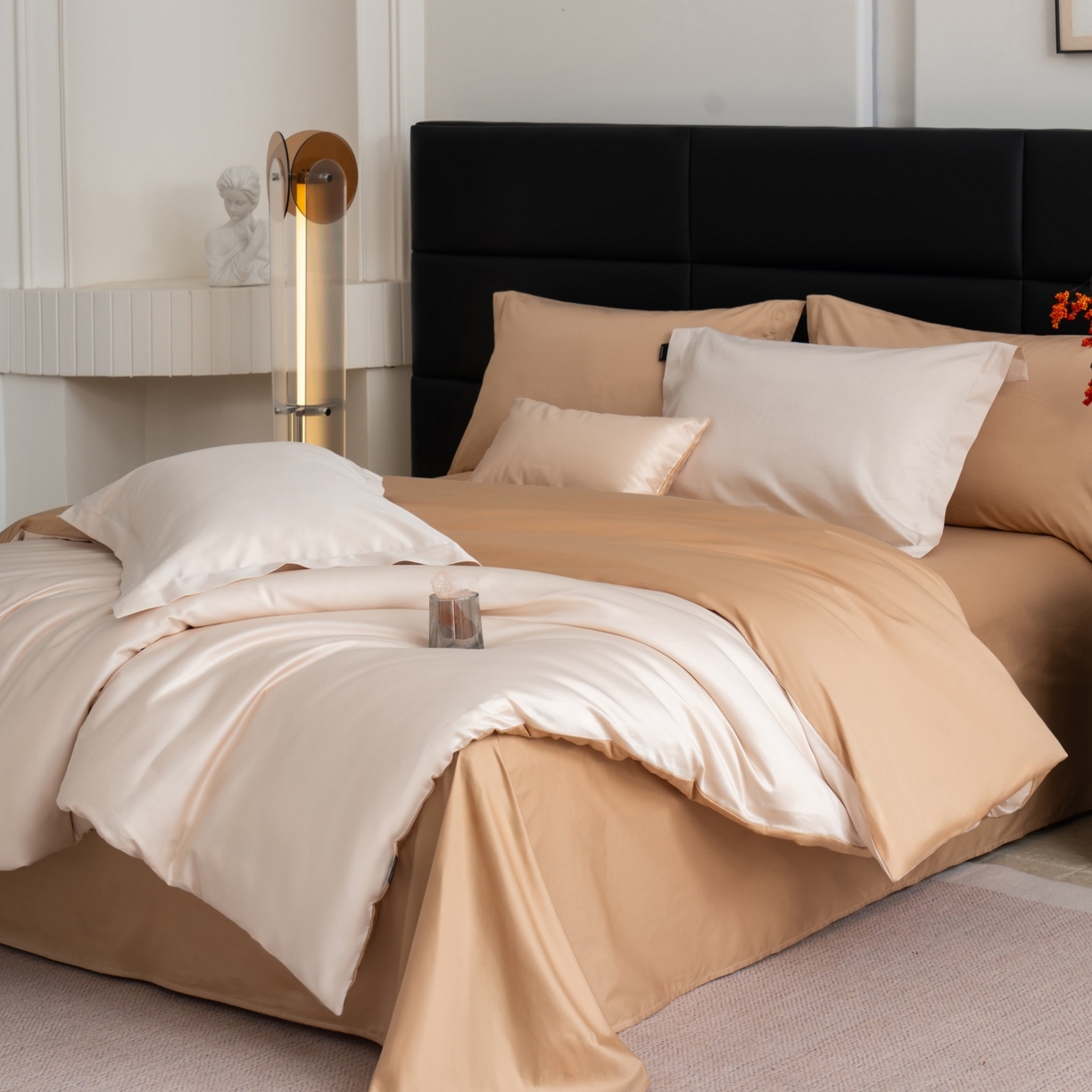 91家纺网 家纺一手货源 找家纺 凌云家纺 2026春夏新款A类100支长绒棉四件套-辉煌 礼盒装 提供买家秀  联系客服 辉煌（奶昔+金）