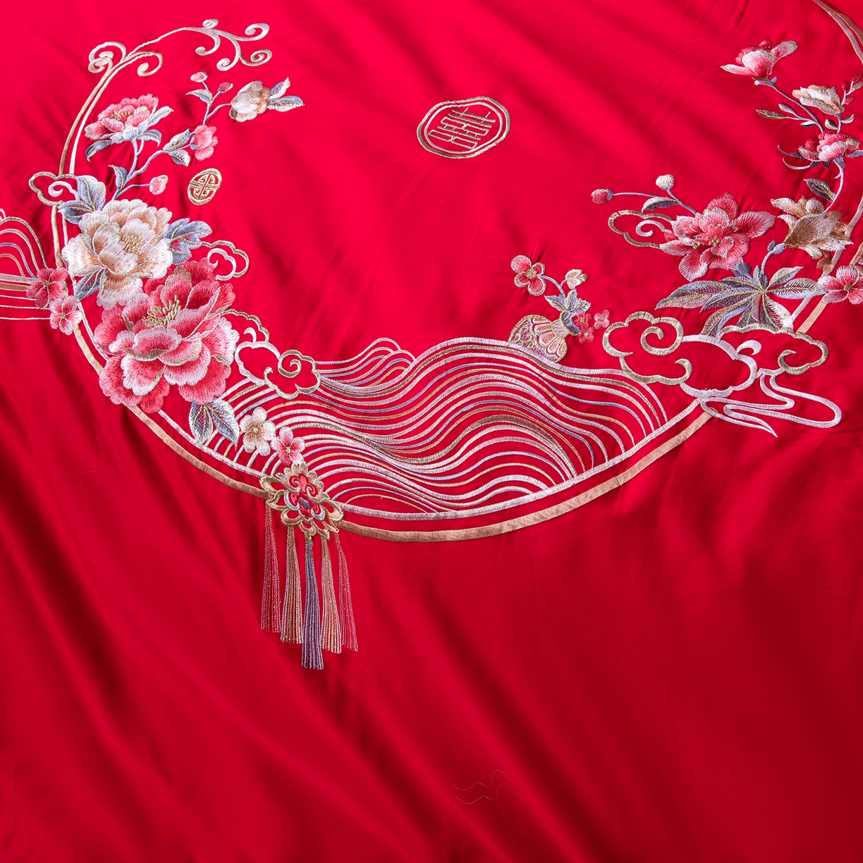 91家纺网 家纺一手货源 找家纺 鑫田家纺 2026新款60支全棉婚庆蚕丝被100%柞蚕丝夏被春秋被冬被子母被礼品被桑蚕丝被 喜结连理