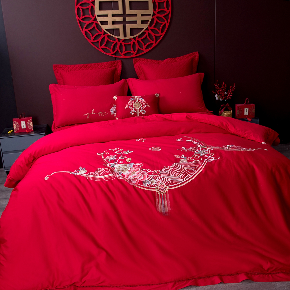 91家纺网 家纺一手货源 找家纺 鑫田家纺 2026新款60支全棉婚庆蚕丝被100%柞蚕丝夏被春秋被冬被子母被礼品被桑蚕丝被 喜结连理