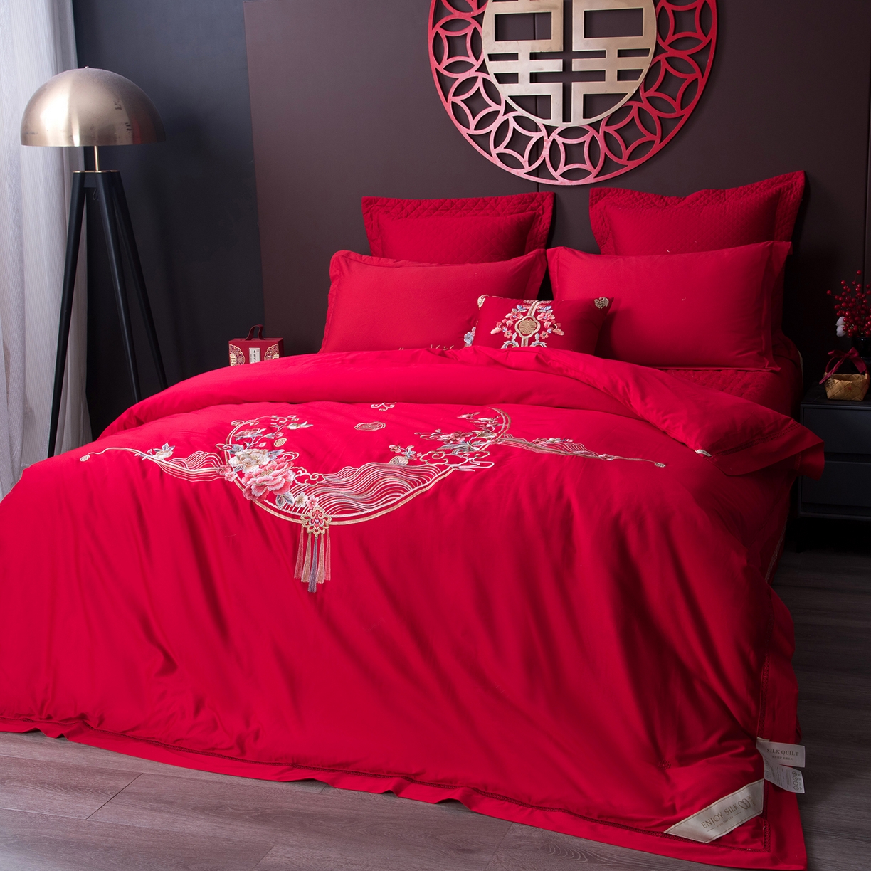 91家纺网 家纺一手货源 找家纺 鑫田家纺 2026新款60支全棉婚庆蚕丝被100%柞蚕丝夏被春秋被冬被子母被礼品被桑蚕丝被 喜结连理