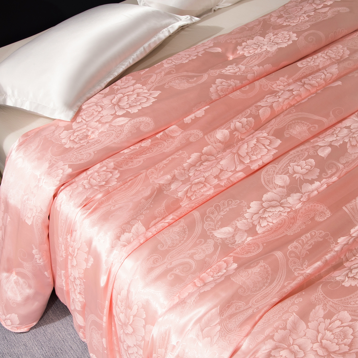 91家纺网 家纺一手货源 找家纺 （总）鑫田家纺 2026新款100%蚕丝被柞蚕丝夏凉被牡丹花大提花春秋被冬被子母被礼品被夏被桑蚕丝被