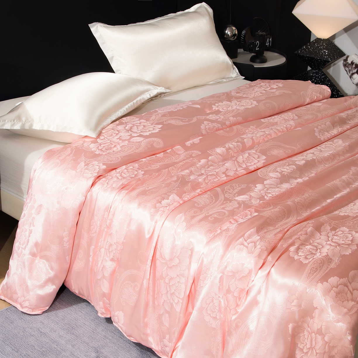 91家纺网 家纺一手货源 找家纺 （总）鑫田家纺 2026新款100%蚕丝被柞蚕丝夏凉被牡丹花大提花春秋被冬被子母被礼品被夏被桑蚕丝被