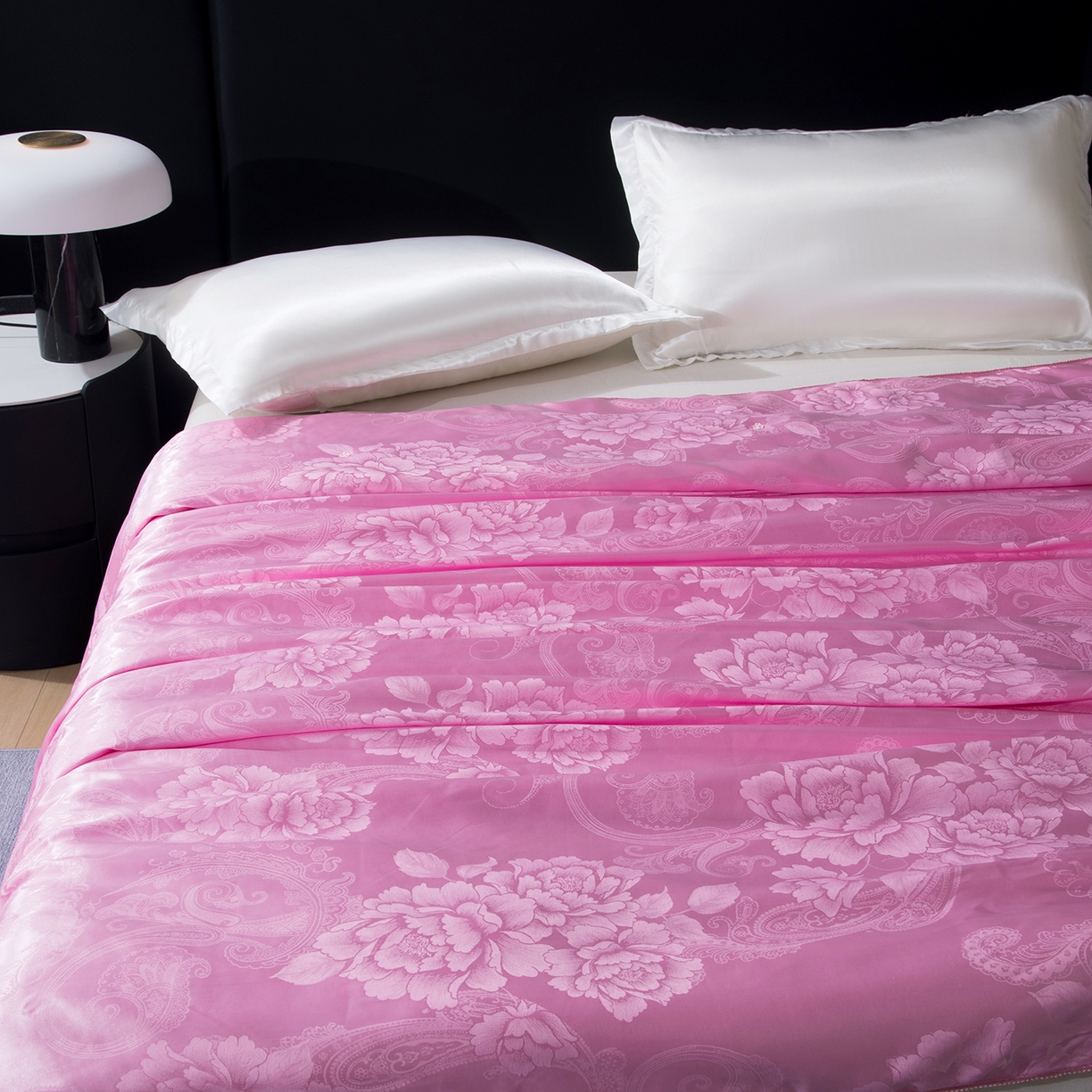 91家纺网 家纺一手货源 找家纺 鑫田家纺 2026新款100%蚕丝被柞蚕丝夏凉被牡丹花大提花春秋被冬被子母被礼品被夏被桑蚕丝被 牡丹花-粉色