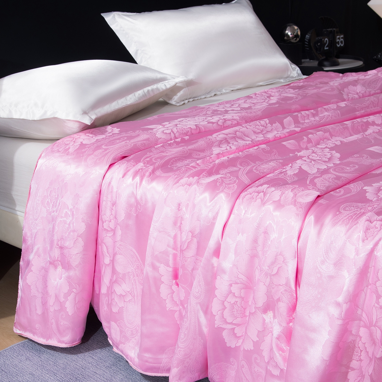 91家纺网 家纺一手货源 找家纺 鑫田家纺 2026新款100%蚕丝被柞蚕丝夏凉被牡丹花大提花春秋被冬被子母被礼品被夏被桑蚕丝被 牡丹花-粉色