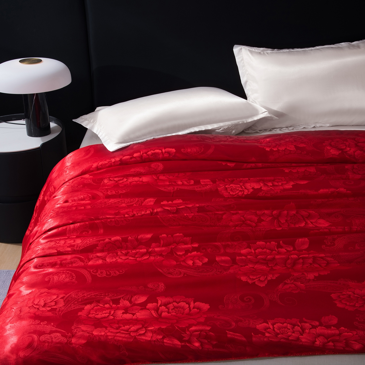 91家纺网 家纺一手货源 找家纺 鑫田家纺 2026新款100%蚕丝被柞蚕丝夏凉被牡丹花大提花春秋被冬被子母被礼品被夏被桑蚕丝被 牡丹花-红色