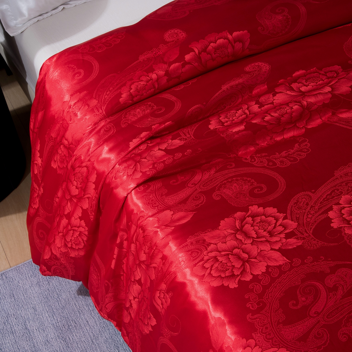 91家纺网 家纺一手货源 找家纺 鑫田家纺 2026新款100%蚕丝被柞蚕丝夏凉被牡丹花大提花春秋被冬被子母被礼品被夏被桑蚕丝被 牡丹花-红色