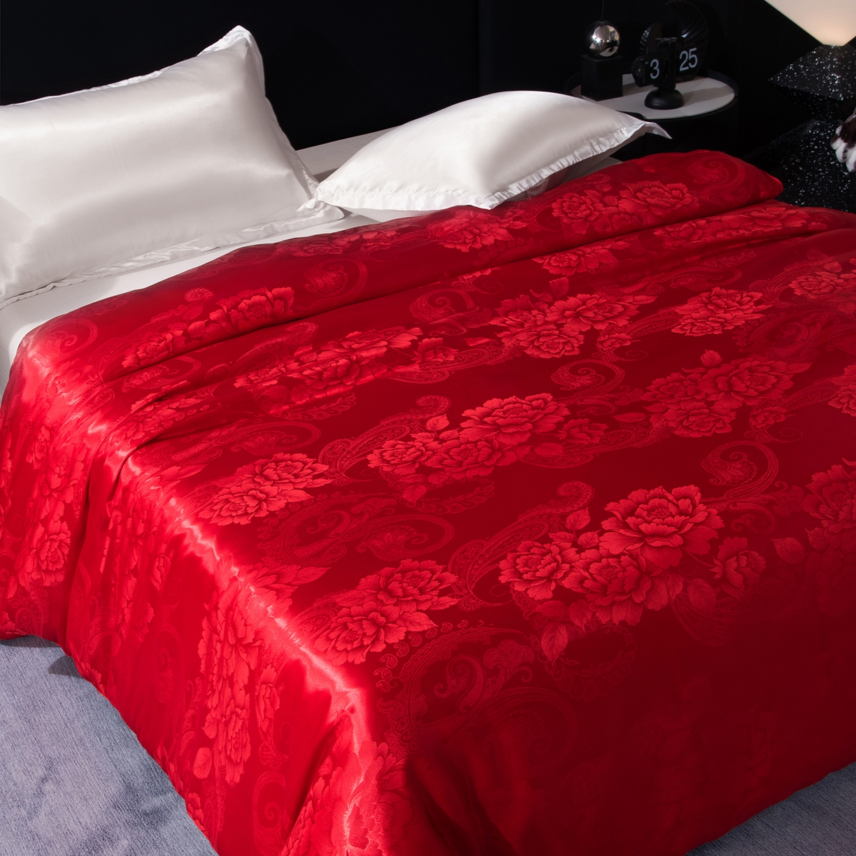 91家纺网 家纺一手货源 找家纺 鑫田家纺 2026新款100%蚕丝被柞蚕丝夏凉被牡丹花大提花春秋被冬被子母被礼品被夏被桑蚕丝被 牡丹花-红色