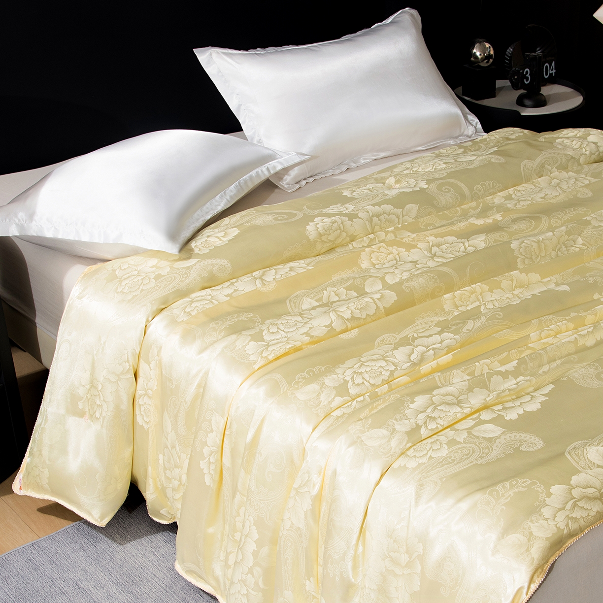 91家纺网 家纺一手货源 找家纺 鑫田家纺 2026新款100%蚕丝被柞蚕丝夏凉被牡丹花大提花春秋被冬被子母被礼品被夏被桑蚕丝被 牡丹花金-黄色