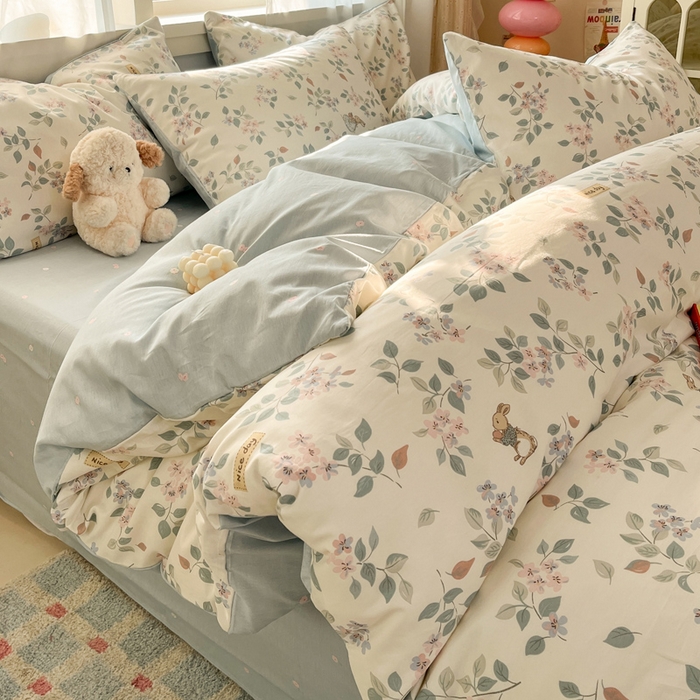 91家纺网 家纺一手货源 找家纺 盛馨家纺 2026年开学季春夏新品小清新全棉学生三件套四件套床笠四件套跑量款 春日小花