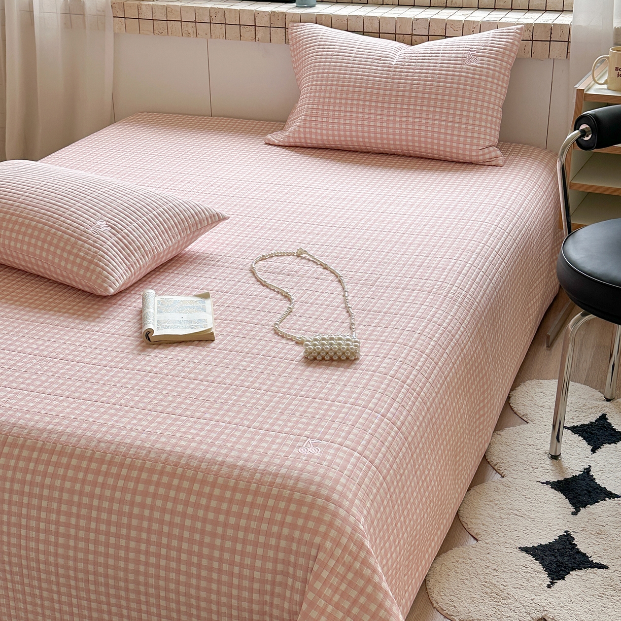 91家纺网 家纺一手货源 找家纺 （总）琳可家居 2026春夏新品双面斜纹全棉印花绣花床盖可机洗加密绗缝高温水洗