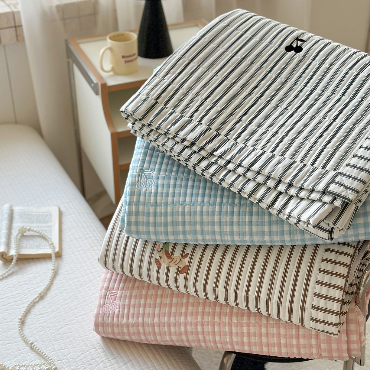 91家纺网 家纺一手货源 找家纺 琳可家居 2026春夏新品双面斜纹全棉印花绣花床盖可机洗加密绗缝高温水洗 组合