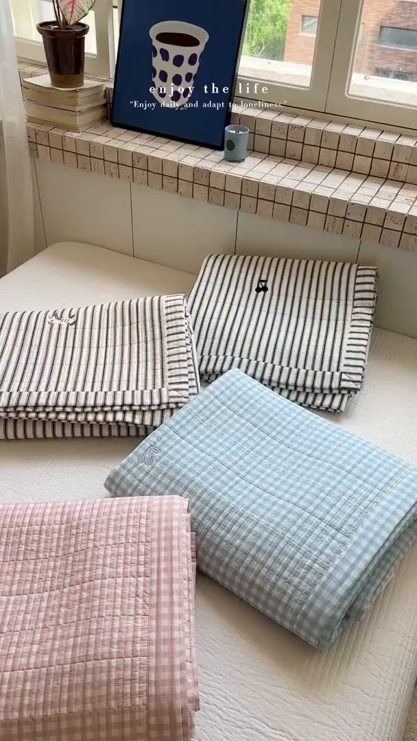 91家纺网 家纺一手货源 找家纺 琳可家居 2026春夏新品双面斜纹全棉印花绣花床盖可机洗加密绗缝高温水洗 组合