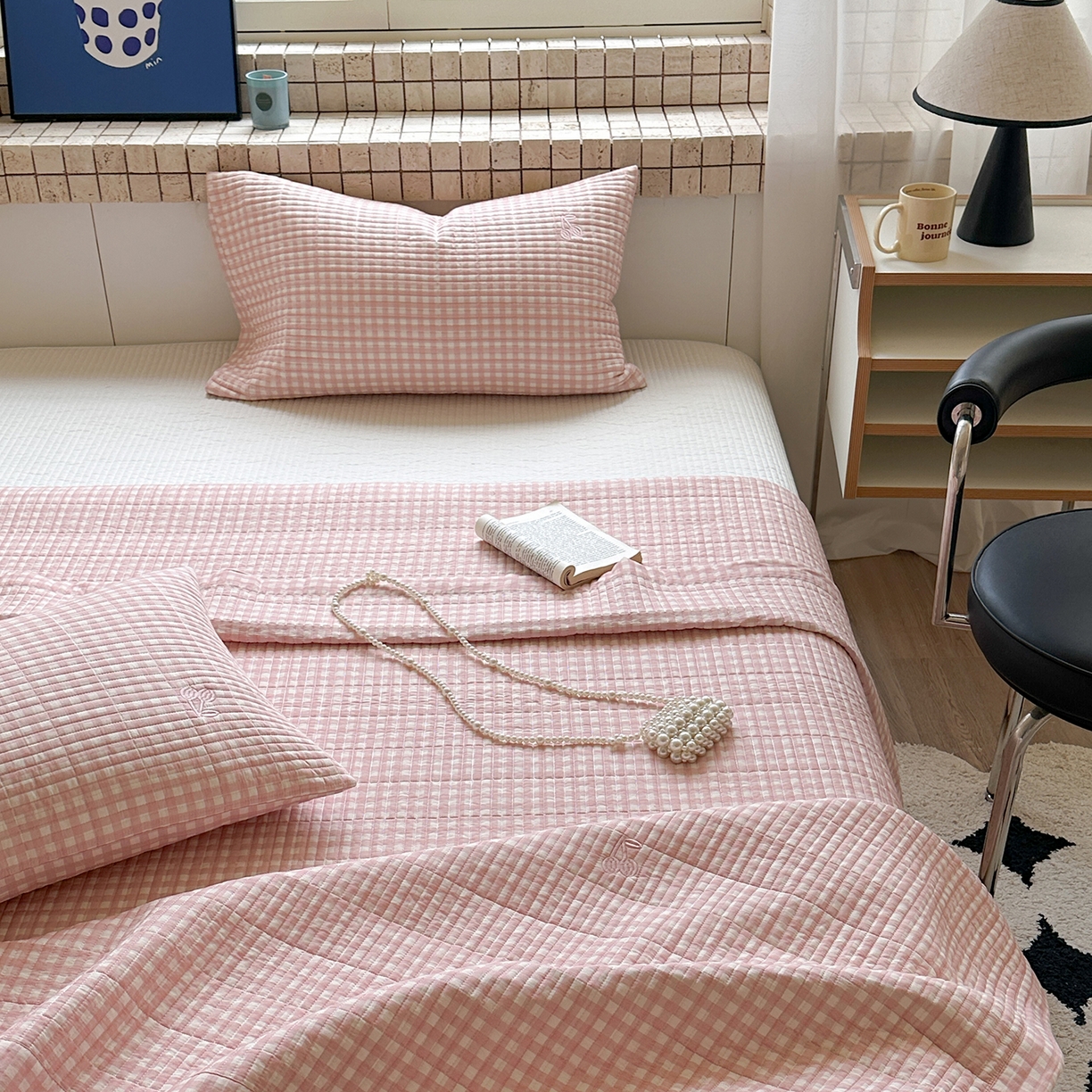 91家纺网 家纺一手货源 找家纺 （总）琳可家居 2026春夏新品双面斜纹全棉印花绣花床盖可机洗加密绗缝高温水洗