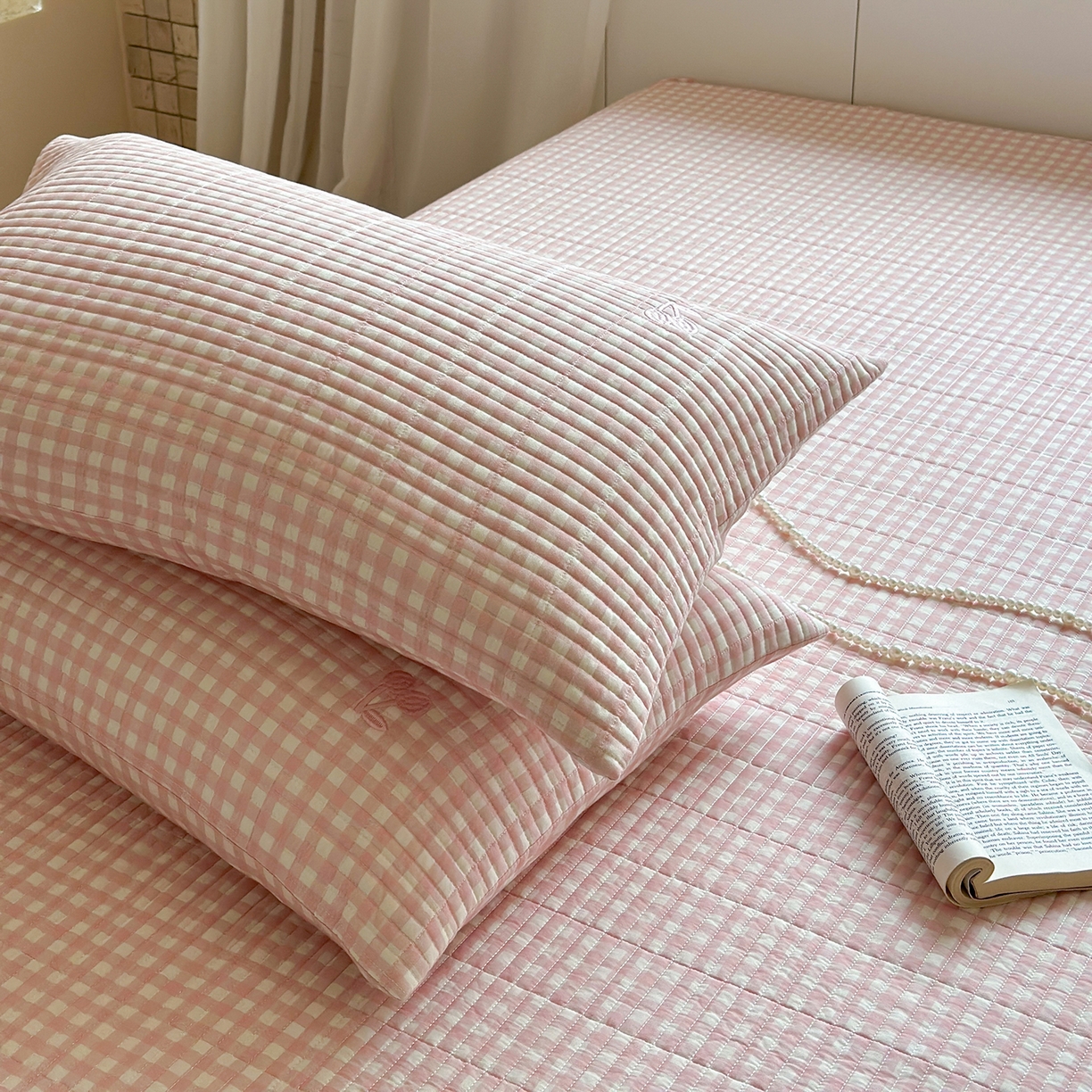 91家纺网 家纺一手货源 找家纺 （总）琳可家居 2026春夏新品双面斜纹全棉印花绣花床盖可机洗加密绗缝高温水洗