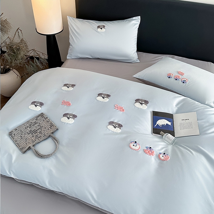 91家纺网 家纺一手货源 找家纺 （总）蓝邻家纺 2026新款50s全棉长绒棉刺绣四件套系列