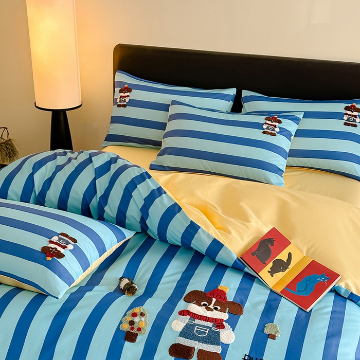 91家纺网 家纺一手货源 找家纺 （总）蓝邻家纺 2026新款50s全棉长绒棉刺绣四件套系列