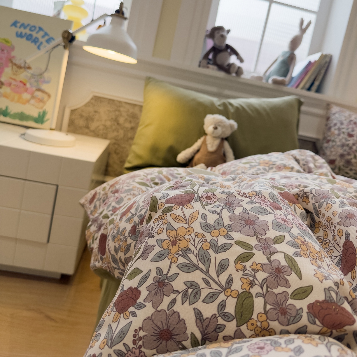 91家纺网 家纺一手货源 找家纺 （总）呗旺鹿 2026新款春暖花开之全棉纯棉双层纱花草法式四件套