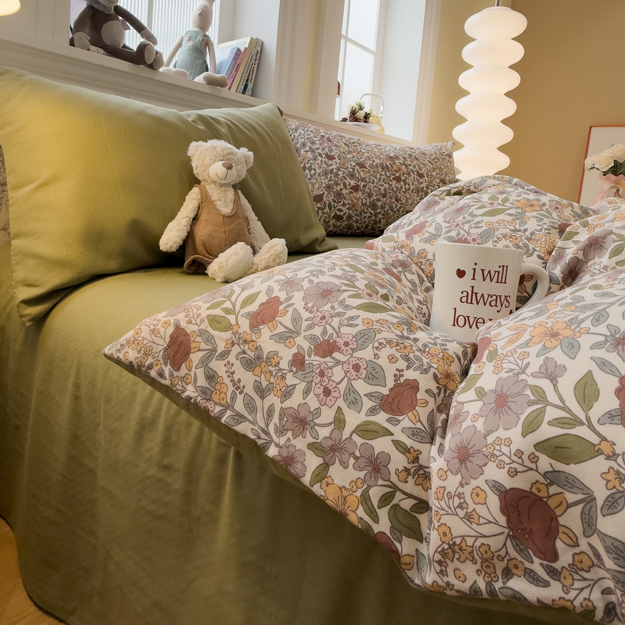 91家纺网 家纺一手货源 找家纺 （总）呗旺鹿 2026新款春暖花开之全棉纯棉双层纱花草法式四件套