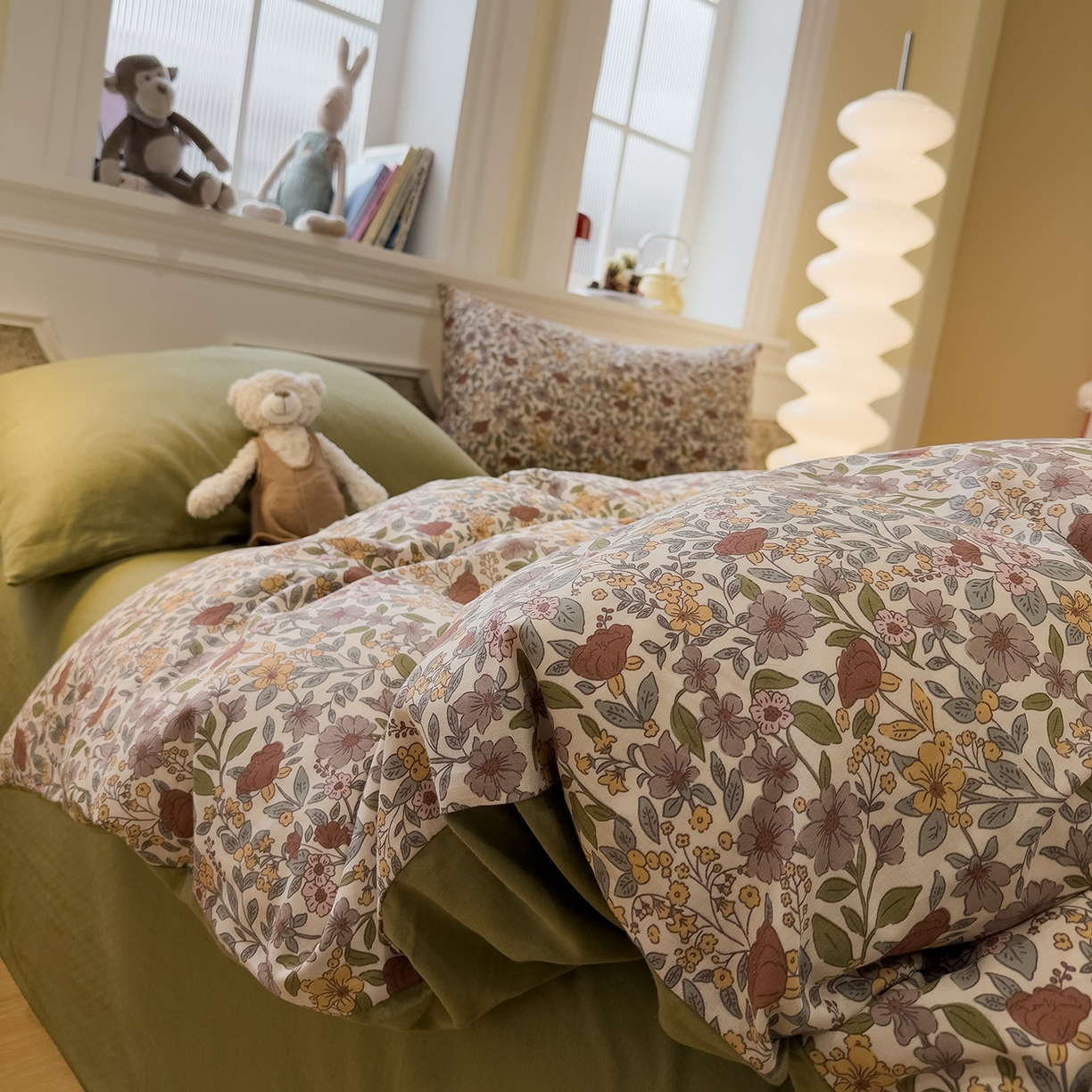 91家纺网 家纺一手货源 找家纺 （总）呗旺鹿 2026新款春暖花开之全棉纯棉双层纱花草法式四件套