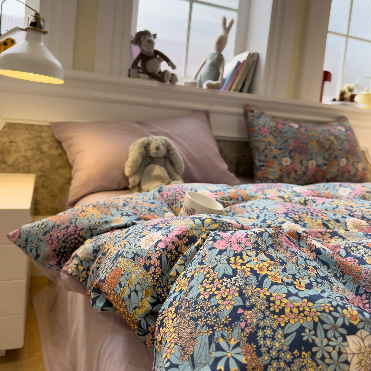 91家纺网 家纺一手货源 找家纺 （总）呗旺鹿 2026新款春暖花开之全棉纯棉双层纱花草法式四件套