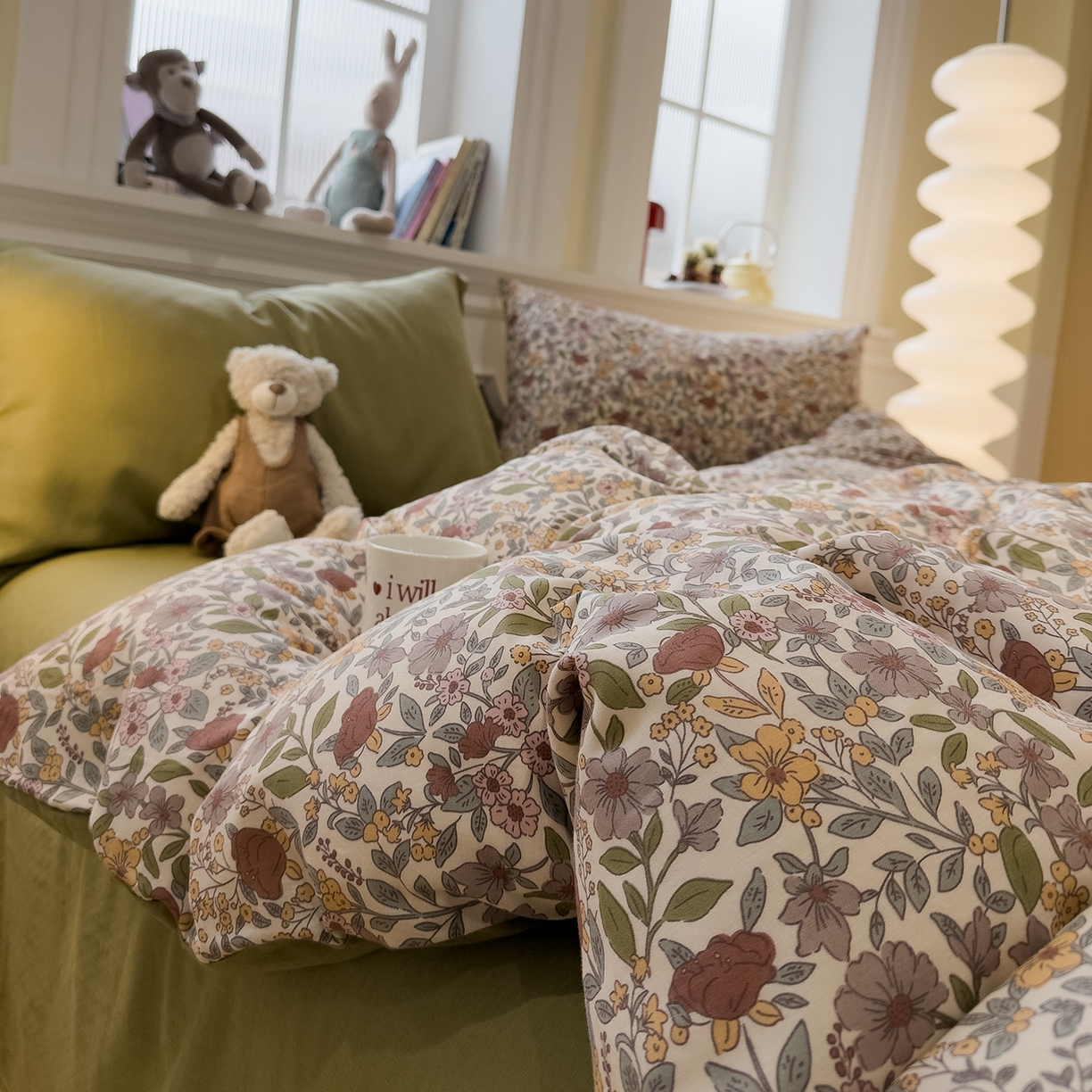 呗旺鹿 2026新款春暖花开之全棉纯棉双层纱花草法式四件套 花澜红