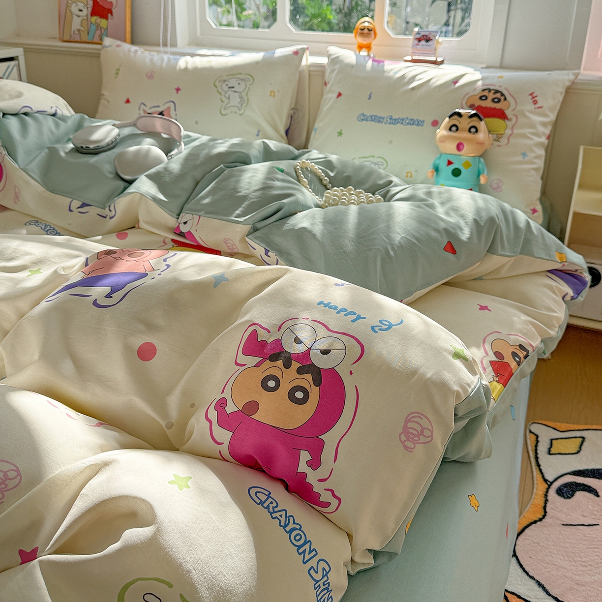 91家纺网 家纺一手货源 找家纺 （总）耀悦家纺 2026新款卡通蜡笔小新正版授权全棉纯棉四件套