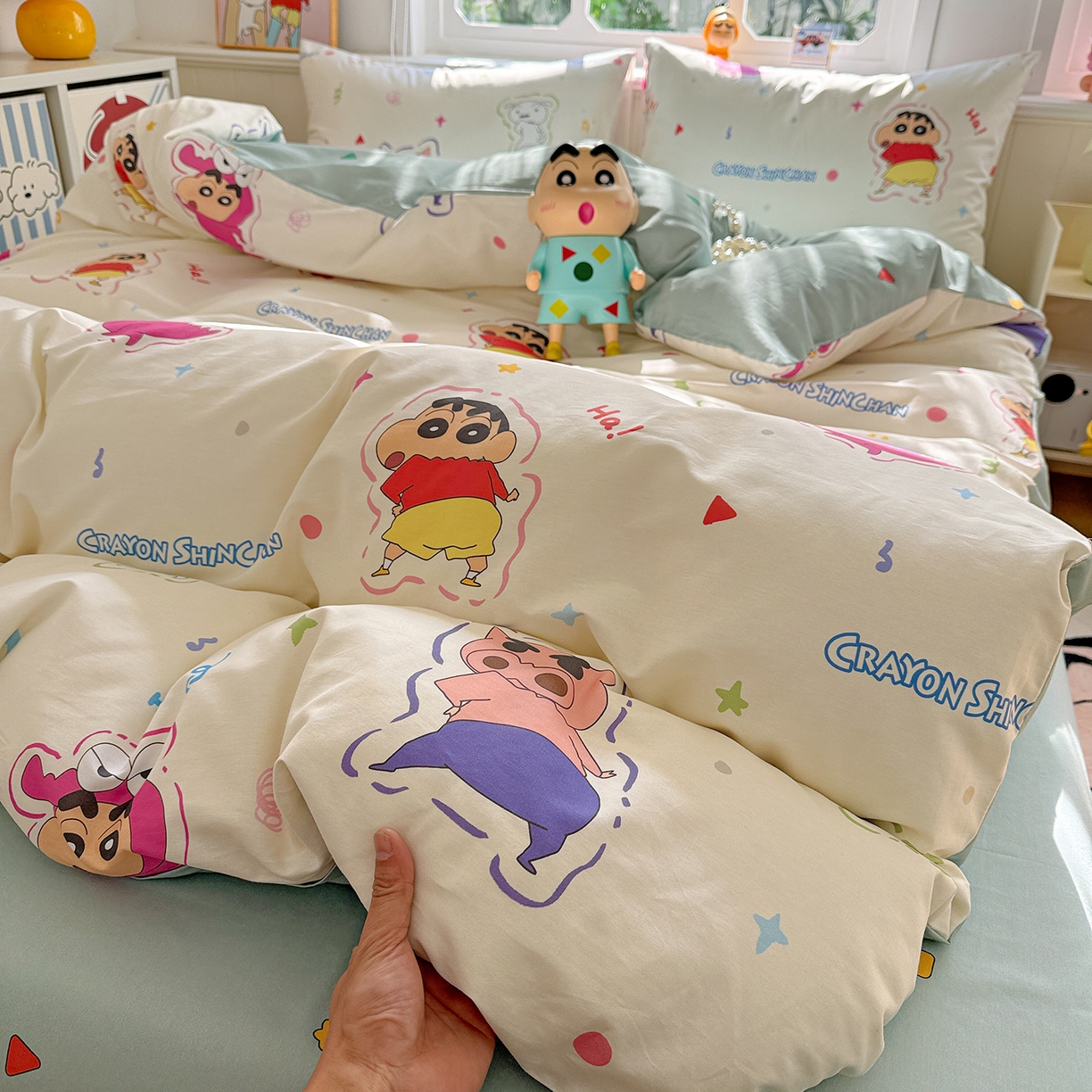 91家纺网 家纺一手货源 找家纺 （总）耀悦家纺 2026新款卡通蜡笔小新正版授权全棉纯棉四件套