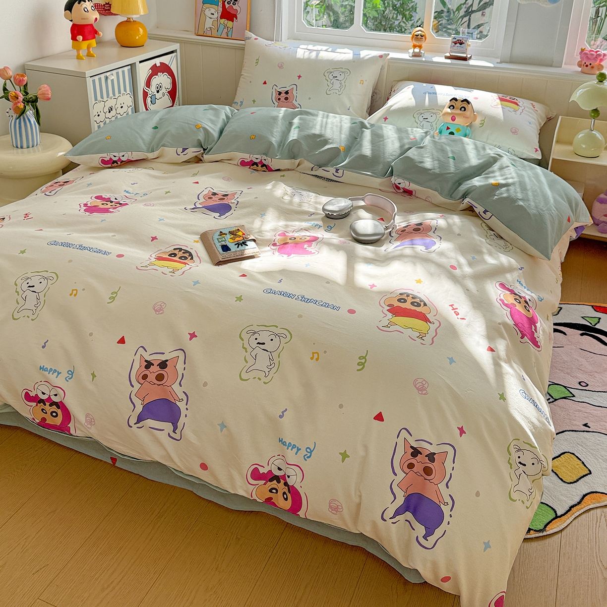 91家纺网 家纺一手货源 找家纺 （总）耀悦家纺 2026新款卡通蜡笔小新正版授权全棉纯棉四件套