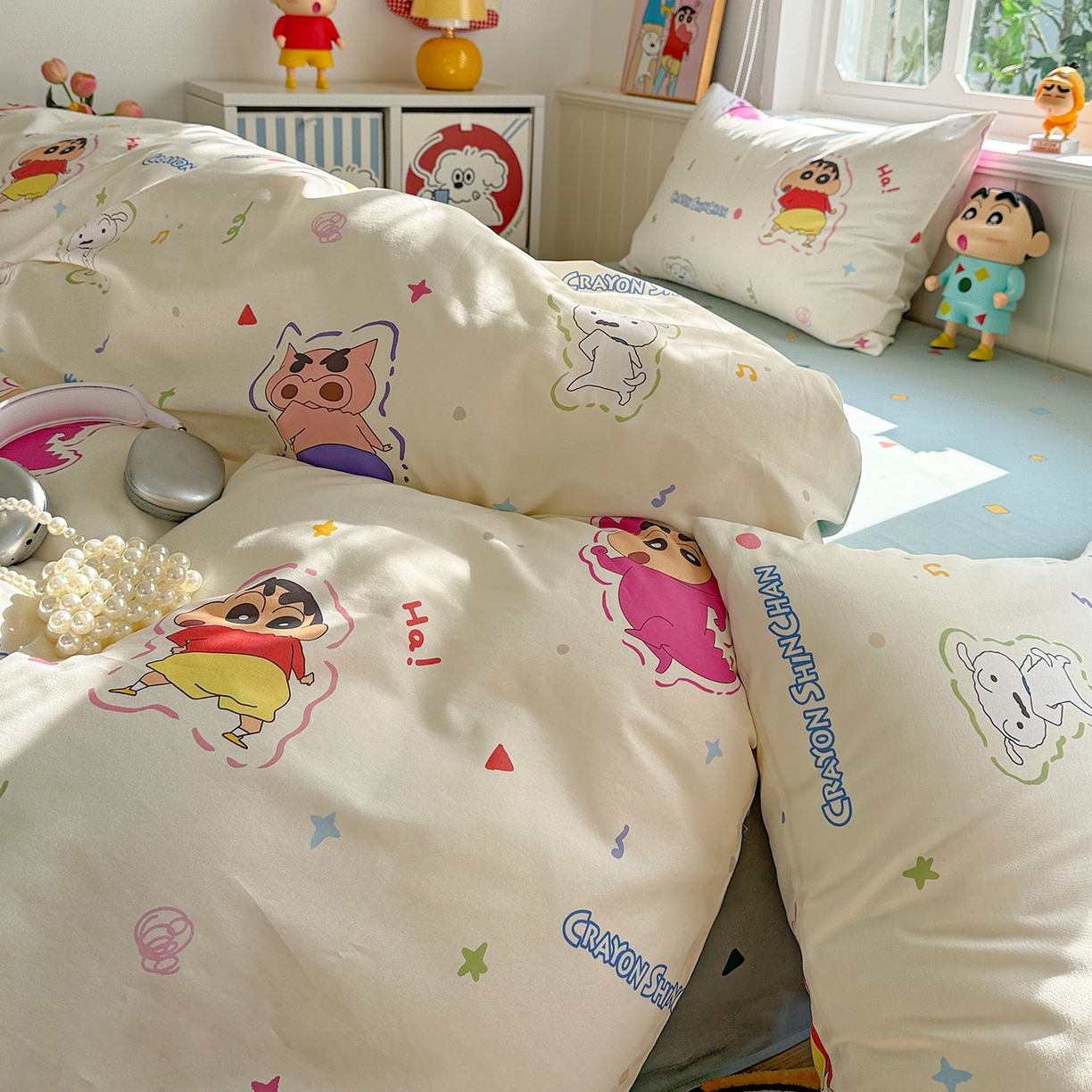 91家纺网 家纺一手货源 找家纺 （总）耀悦家纺 2026新款卡通蜡笔小新正版授权全棉纯棉四件套