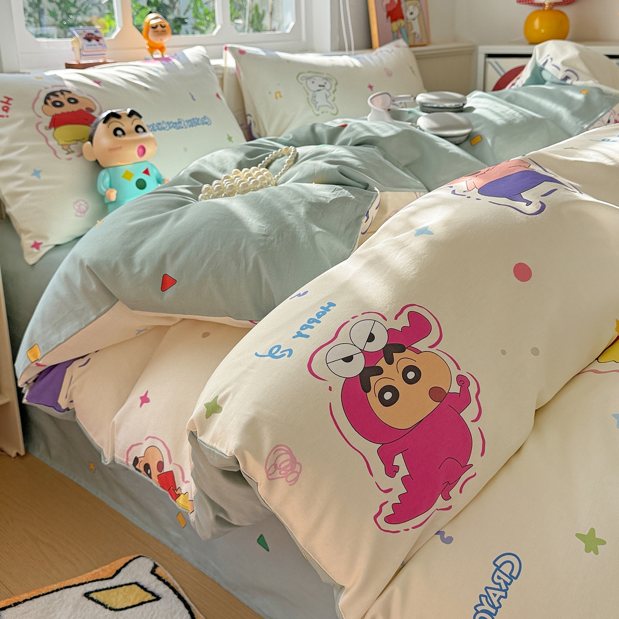 耀悦家纺 2026新款卡通蜡笔小新正版授权全棉纯棉四件套 可爱小新