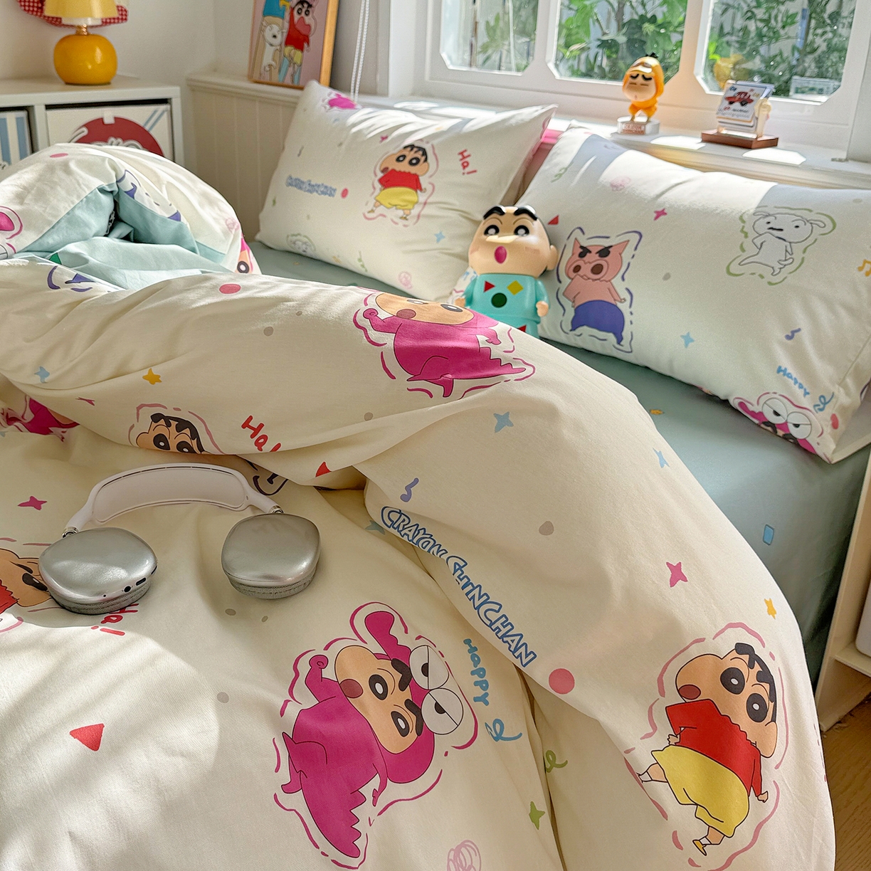 91家纺网 家纺一手货源 找家纺 耀悦家纺 2026新款卡通蜡笔小新正版授权全棉纯棉四件套 可爱小新