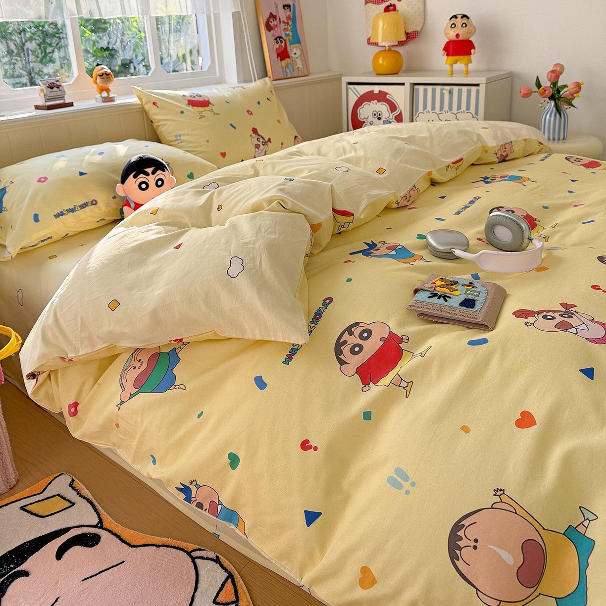 91家纺网 家纺一手货源 找家纺 耀悦家纺 2026新款卡通蜡笔小新正版授权全棉纯棉四件套 萌萌小新