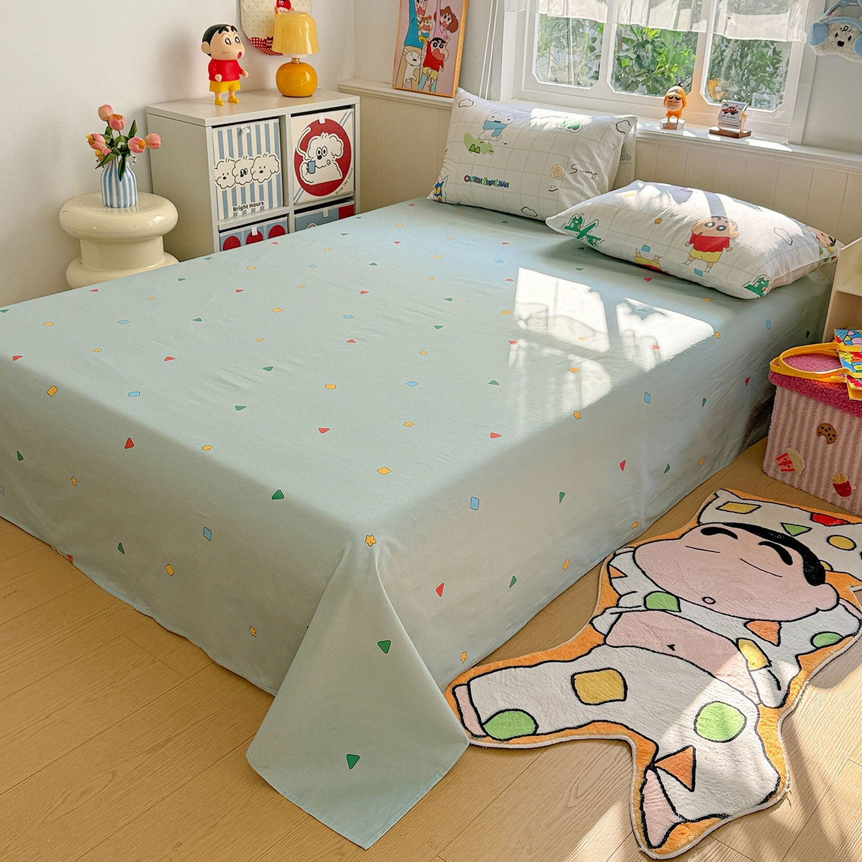 91家纺网 家纺一手货源 找家纺 耀悦家纺 2026新款卡通蜡笔小新正版授权全棉纯棉四件套 休闲小新