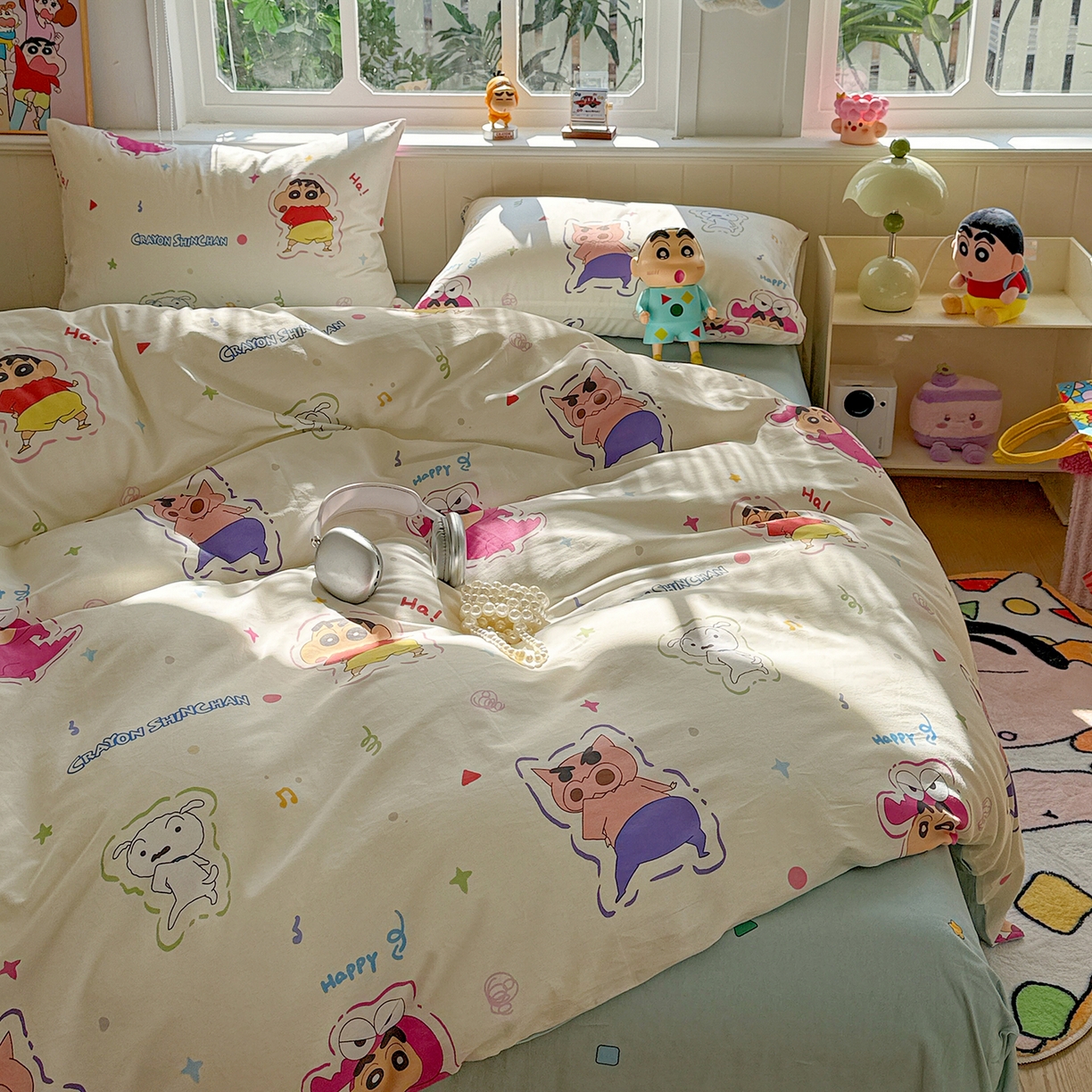 91家纺网 家纺一手货源 找家纺 耀悦家纺 2026新款卡通蜡笔小新正版授权全棉纯棉四件套 可爱小新