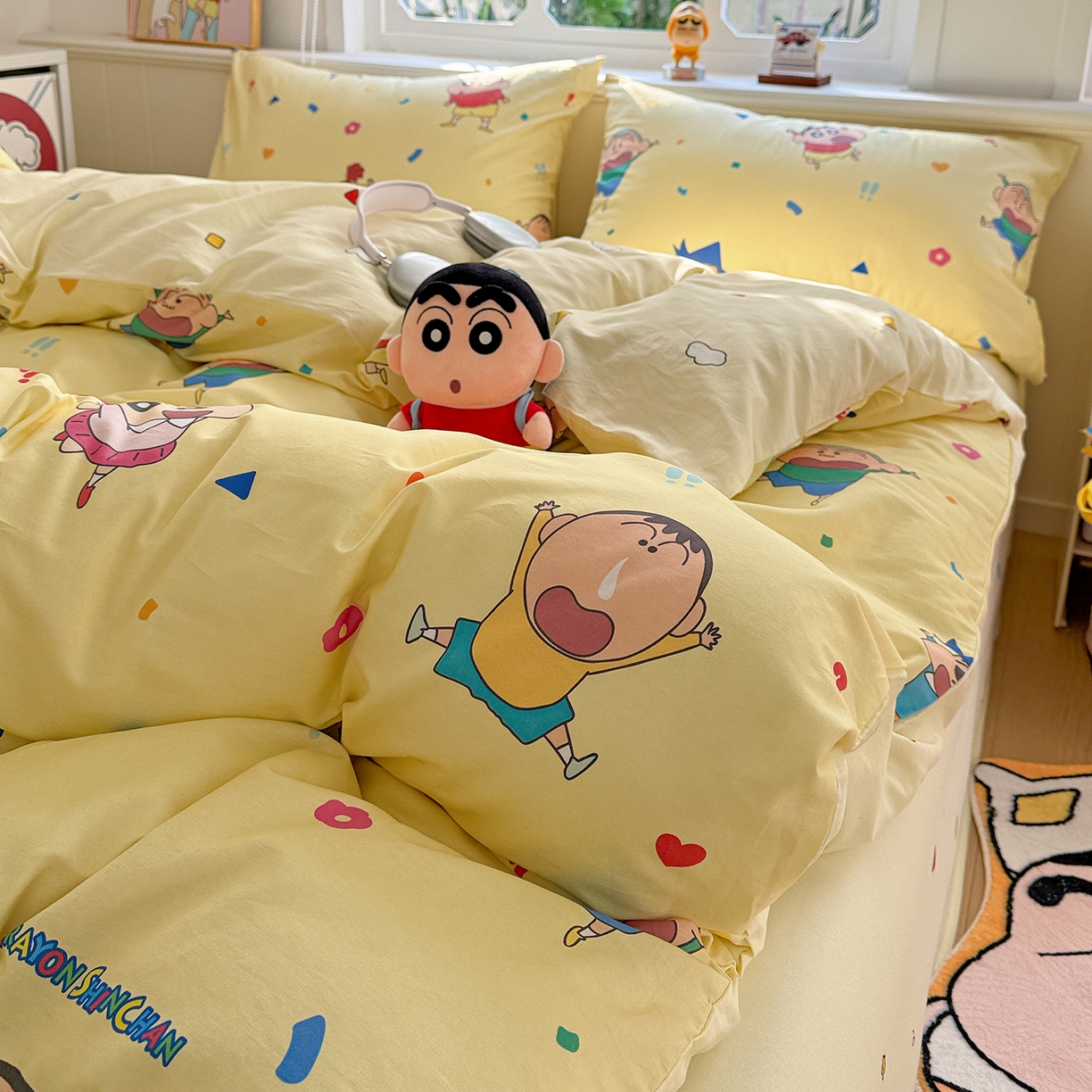 91家纺网 家纺一手货源 找家纺 耀悦家纺 2026新款卡通蜡笔小新正版授权全棉纯棉四件套 萌萌小新