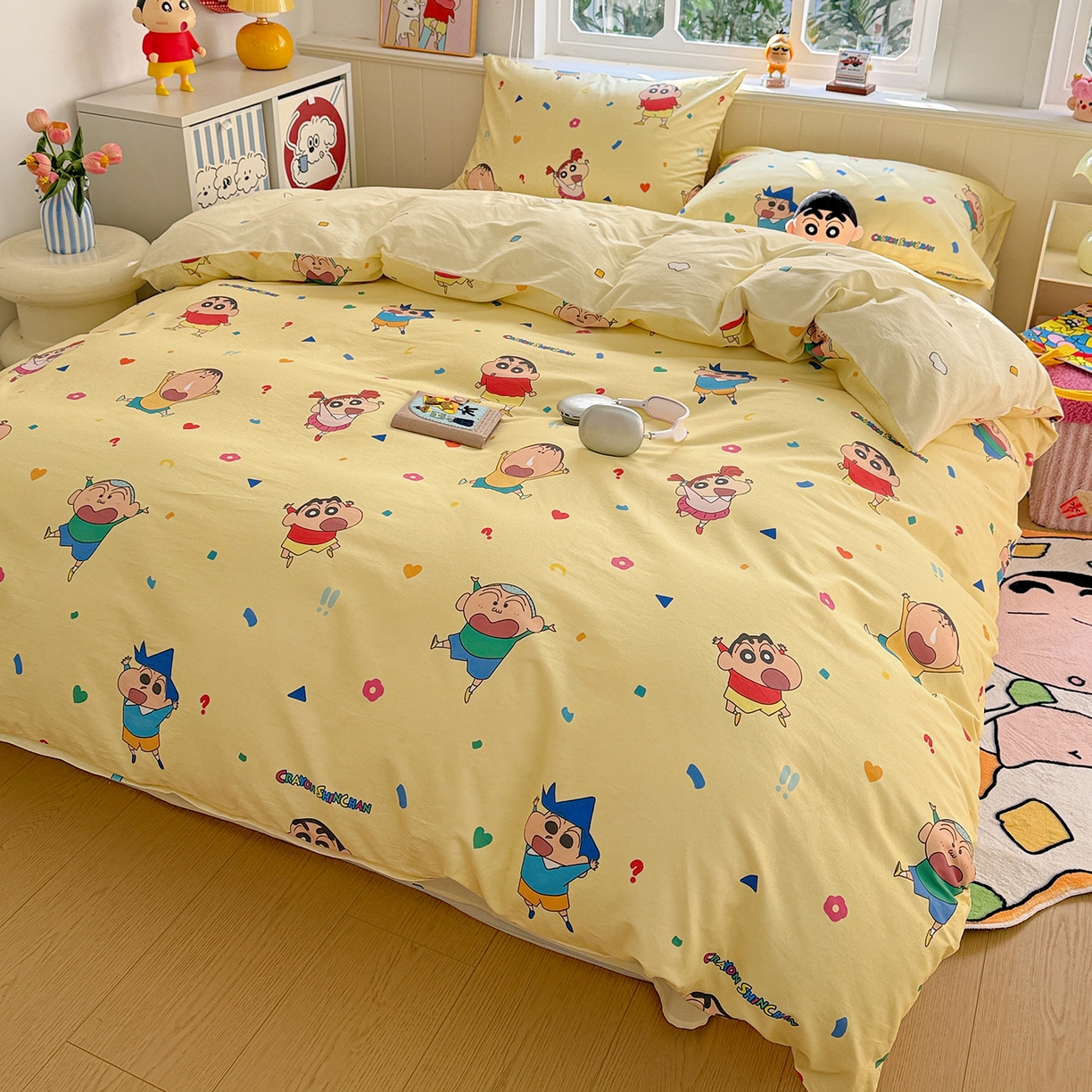 91家纺网 家纺一手货源 找家纺 耀悦家纺 2026新款卡通蜡笔小新正版授权全棉纯棉四件套 萌萌小新