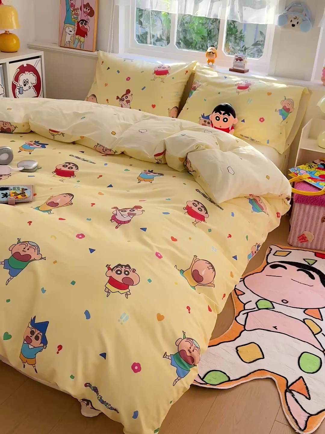 91家纺网 家纺一手货源 找家纺 耀悦家纺 2026新款卡通蜡笔小新正版授权全棉纯棉四件套 萌萌小新