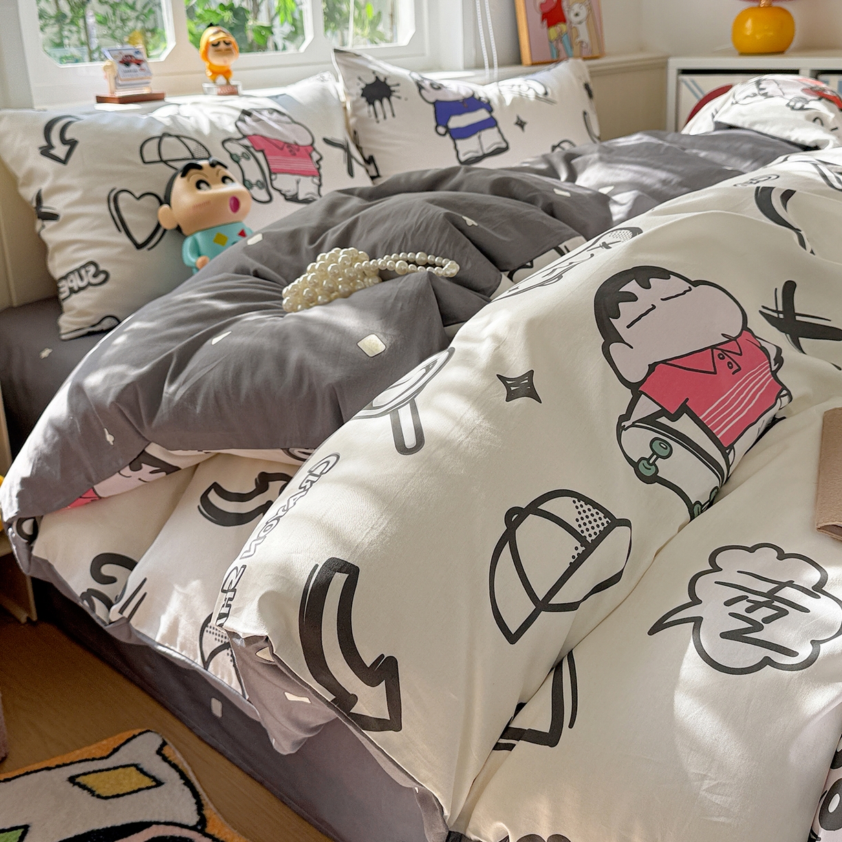 91家纺网 家纺一手货源 找家纺 （总）耀悦家纺 2026新款卡通蜡笔小新正版授权全棉纯棉四件套