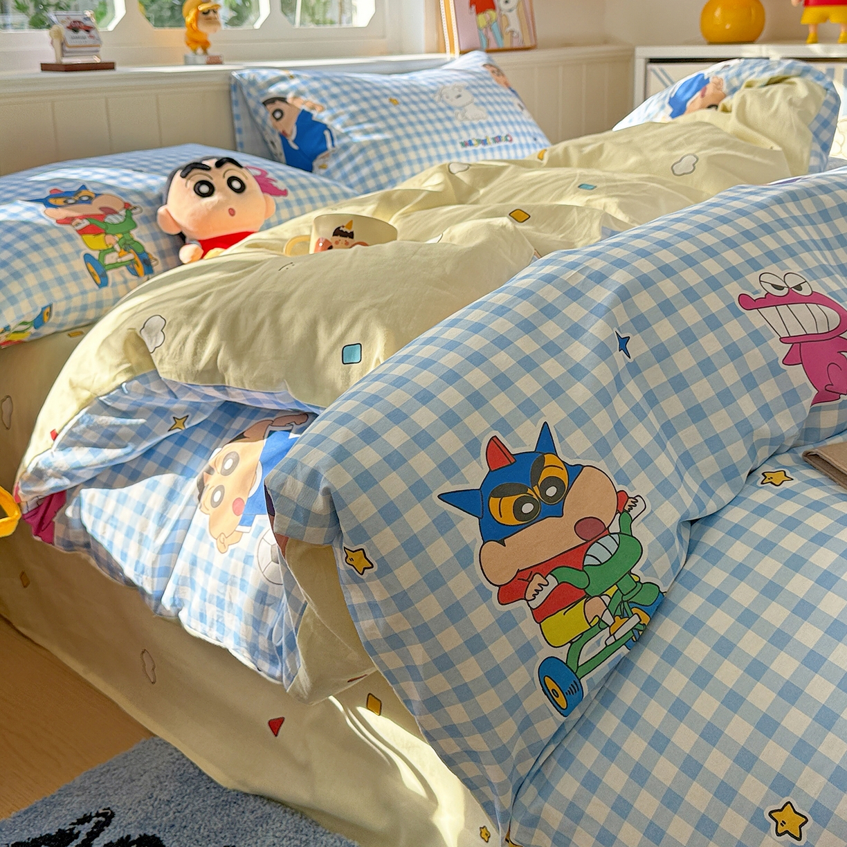 91家纺网 家纺一手货源 找家纺 （总）耀悦家纺 2026新款卡通蜡笔小新正版授权全棉纯棉四件套