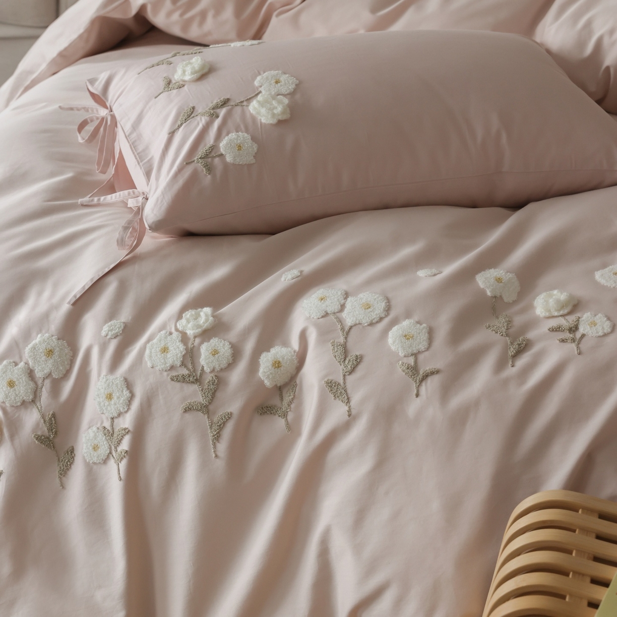 91家纺网 家纺一手货源 找家纺 初拾 2026春夏新款贡缎全棉纯棉马海毛钩花“氛围感”毛巾绣—少女心事 控价： 日常券后不低于368元 会员减20 少女心事-浅樱粉