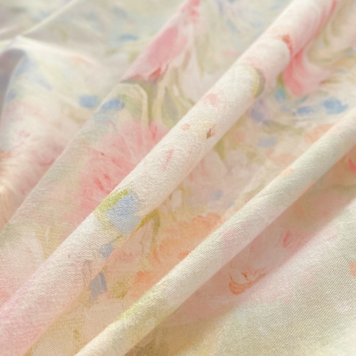 91家纺网 家纺一手货源 找家纺 凌鼎 2026新款全棉数码印花四件套 花信予粉