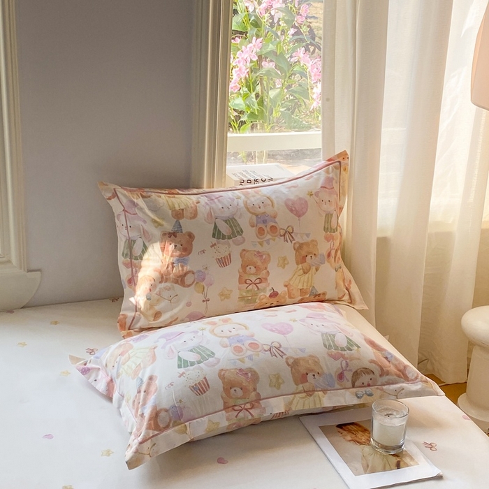 91家纺网 家纺一手货源 找家纺 凌鼎 2026新款全棉数码印花四件套 花漾萌宝-米