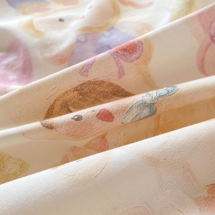 91家纺网 家纺一手货源 找家纺 凌鼎 2026新款全棉数码印花四件套 花漾萌宝-米