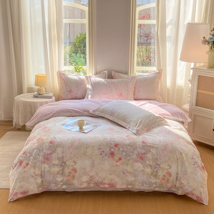 凌鼎 2026新款全棉数码印花四件套 花枝语-香槟