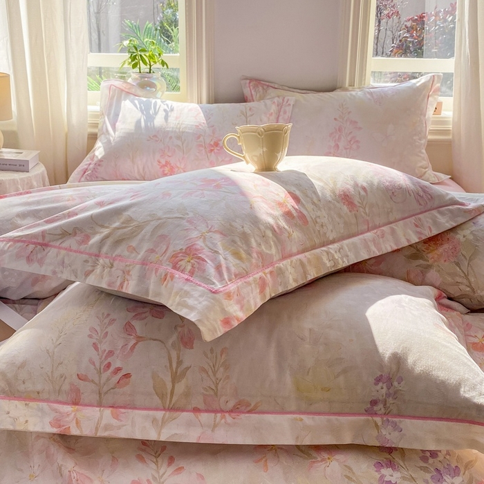 91家纺网 家纺一手货源 找家纺 凌鼎 2026新款全棉数码印花四件套 花枝语-香槟